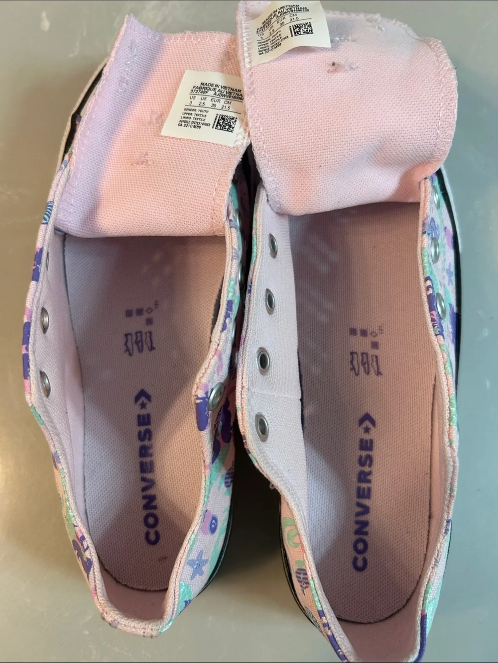 Converse Kids Pink Purple Mermaid Slip-On Sneakers